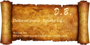 Debreczeni Beatrix névjegykártya